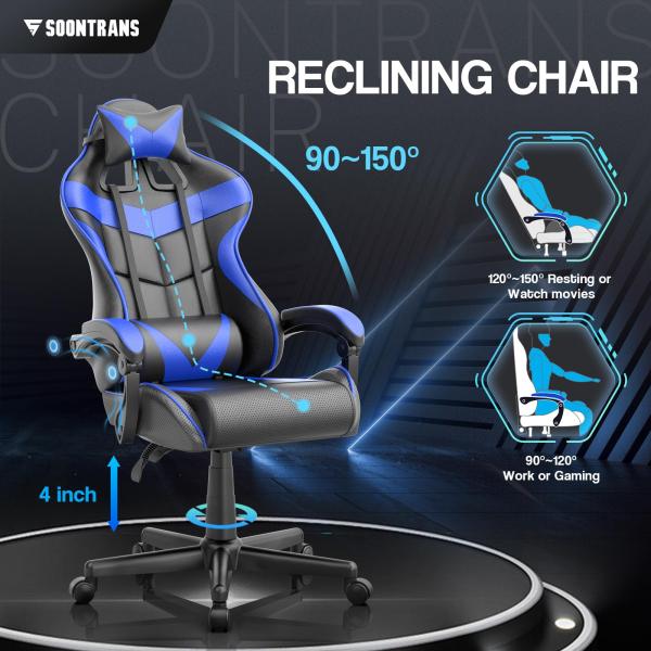 250 Pounds Maximum Weight Recommendation Ergonomic Gamer Chair with Massage Function