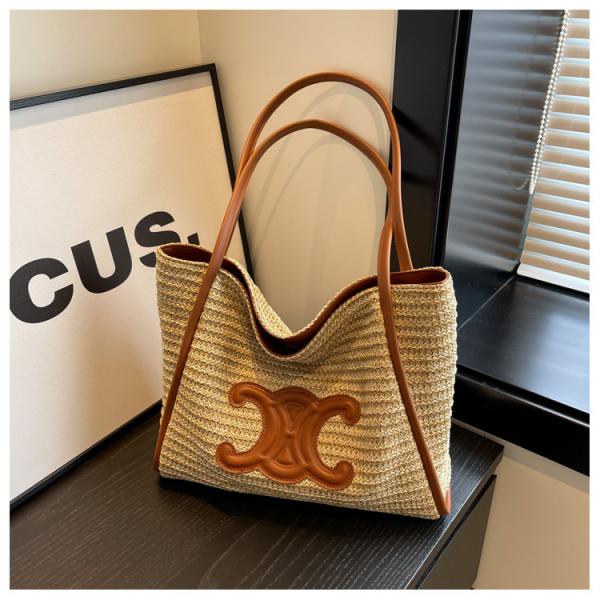 Women Small Straw Bags Summer Beach Tote Bag Handmade Woven Hobo Purse Handbag Customized New Arrival Hand Made Natural Straw Raffia Blue Striped Crochet Beach Bag Crochet Bags Custom Order