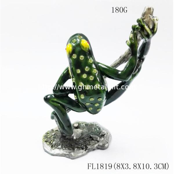 New design home decorative box metal cute green frog jewelry decorative box