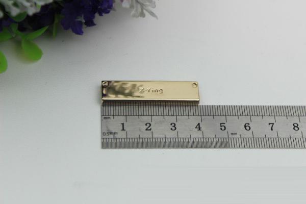 Custom letter logo light gold 40*10 mm decorative corner protector for handbag