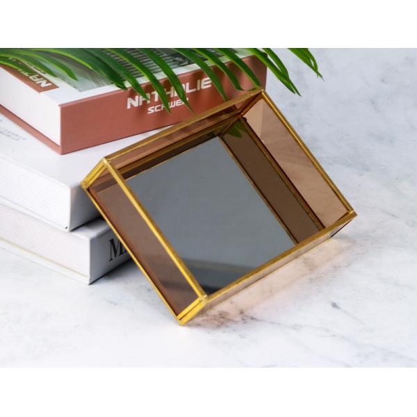 Mirror tray Wind brass Glass artifact candy fruit Tray Cosmetics Storage tray Rectangular glass jewelry tray