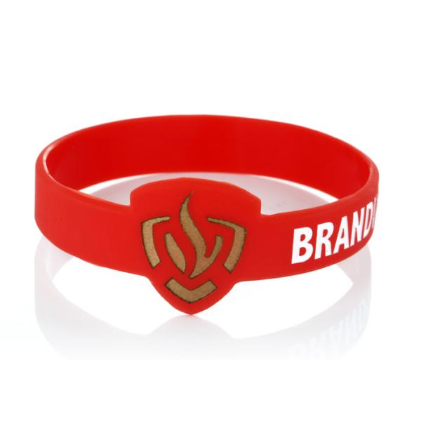 Fundraising rubber bracelets color filled custom shape red color