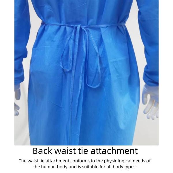 Protective Surgical Gown with Knitted Cuffs Soft Anti Static Fabric VPT-501 Neck/Back Closure Blue PP Nonwoven