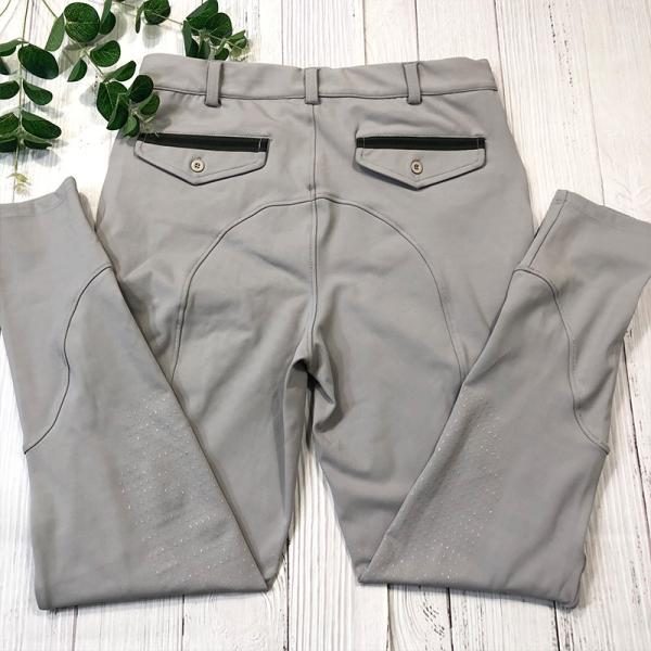 Gray XL Men Equestrian Leggings Polyester Knee Silicone Horse Riding Breeches Pocket