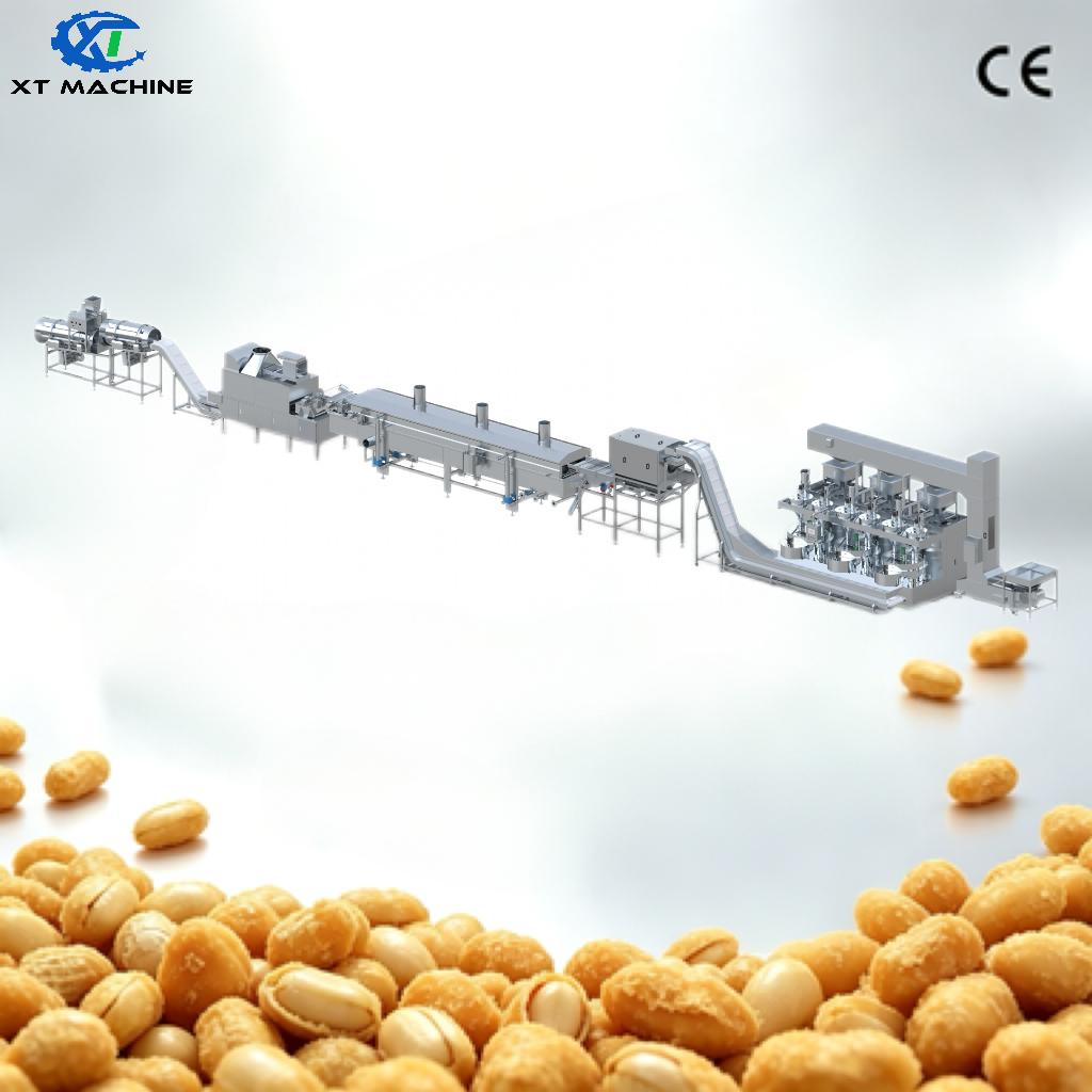 CE Certified Fried Flour-coated Peanut Making Machine Full Automatic Nuts Processing Line for Coated Peanut Production