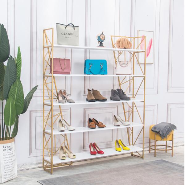 5 Storey Metal Purse Display Shelves , Retail Shoe Display Stands Any Color Available