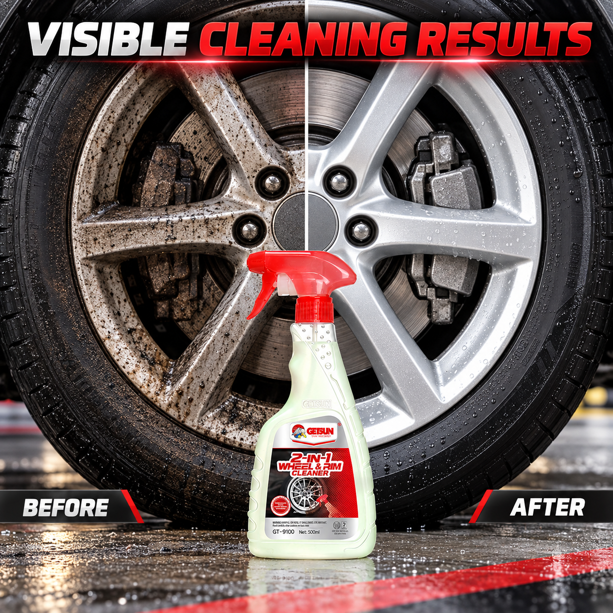 GETSUN GT-9100 2-in-1 Wheel & Rim Cleaner Spray 500ml