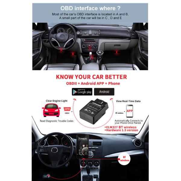 Блок развертки OBD2 OBD2 EOBD KONNWEI KW912 12V ELM327 беспроводной