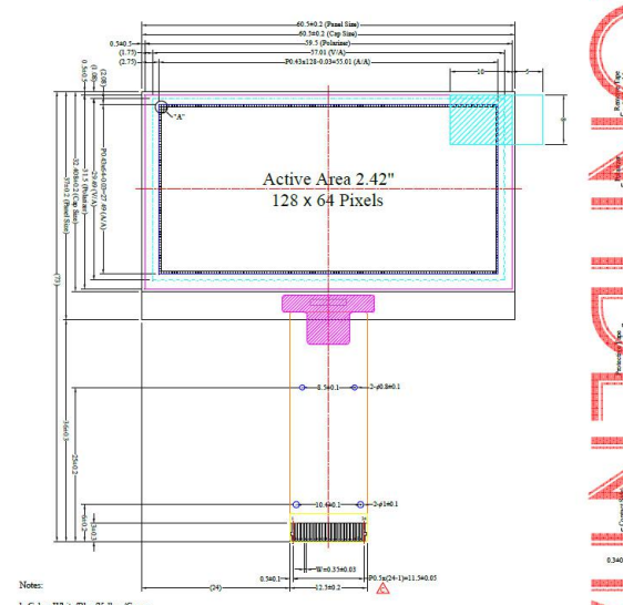 Модуль дисплея OLED экран 128x64 2,42 дюймов ставит точки разрешение SPI или интерфейс I2C