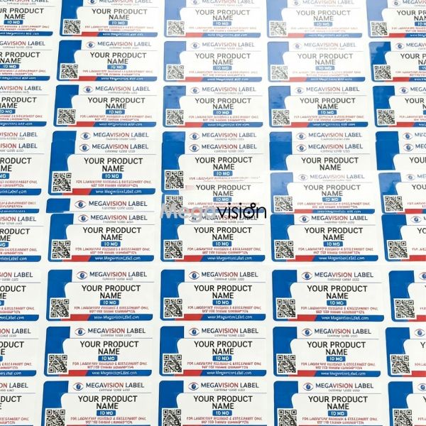 Custom Sticker Label 10ml Vial Labels Vaccine Health Care Lab White BOPP Material Glossy Medical Industry Product Label