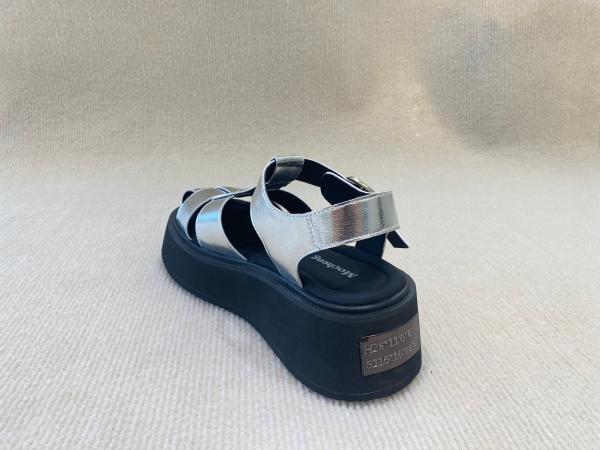 Velvet Upper Silver Flatform Sandals Thick Soled Platform Sport Sandals