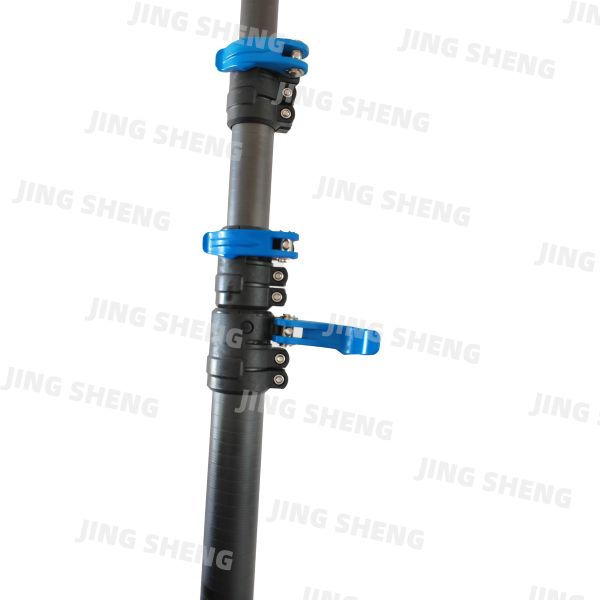 Easy to handle carbon fiber pole combining high flexural strength and corrosion resistance for long lasting industrial
