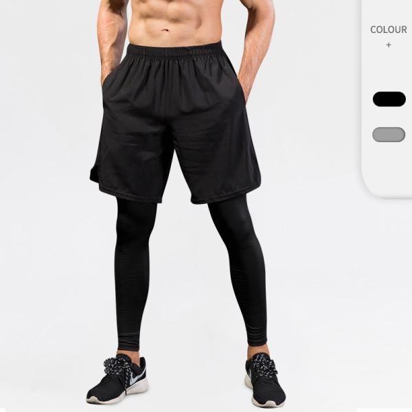 O Activewear seco rápido dos homens da dupla camada assenta-se com as calças justas respiráveis internas