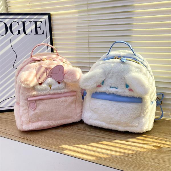 Wholesale Cute Furry Plush Dog Mini Backpack for Girls Double Shoulder Bag for Kids Gift Kawaii School Backpacks