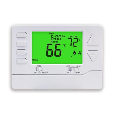 White 24V LCD 2 Heat / 1 Cool Air Conditioner Heat Pump Central Control Heating Thermostat for Home