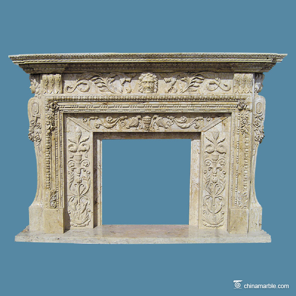 Natural stone , White fireplace Carved Stone Marble Fireplace Surround