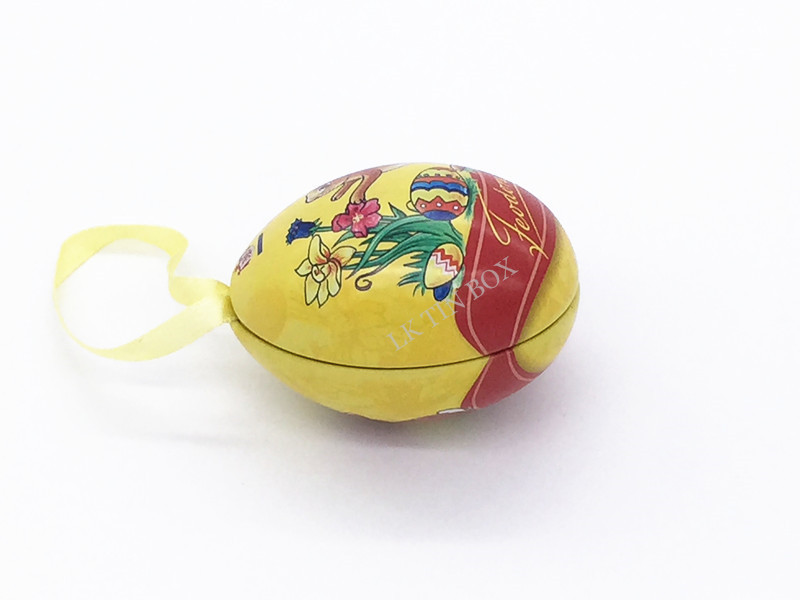 Small Easter Egg Chocolate Candy Metal Tin can With Bunny Ears ISO9001 Approval