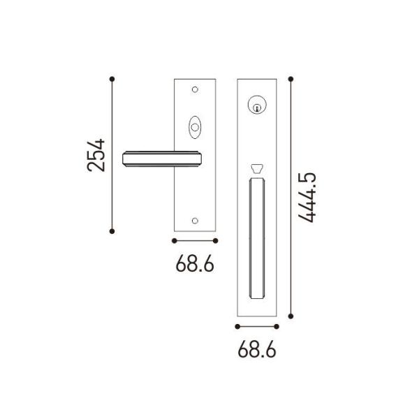 Villa Interior American Door Handles 68.6mm 444.5mm  Brass Dummy Door Handle