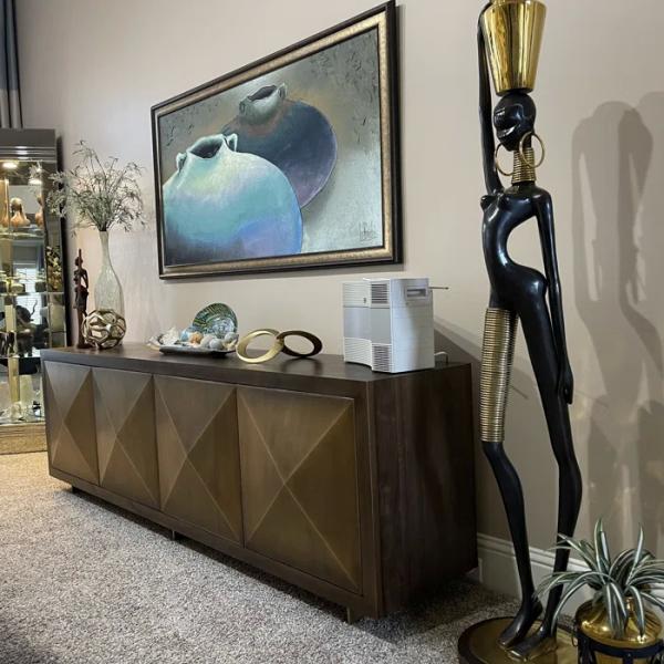 Dark Solid Wood Walnut Sideboard Wooden Buffet Cabinet OEM