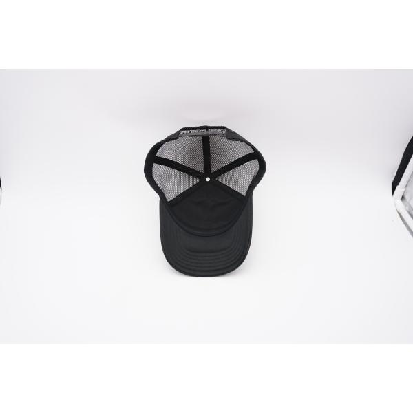 Black Mesh 5 Panel Sports Trucker Cap Men's and Women's Adjustable High Crown Foam Mesh Cap