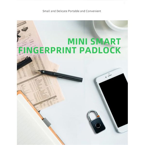Biometric Fingerprint Smart Electronic Portable Zinc Alloy Hardened Shackle Temperature Resistant 110g Lightweight Security