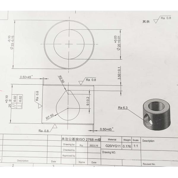 Carburo de bujes de componentes de rodamiento de alto rendimiento utilizados en la industria textil