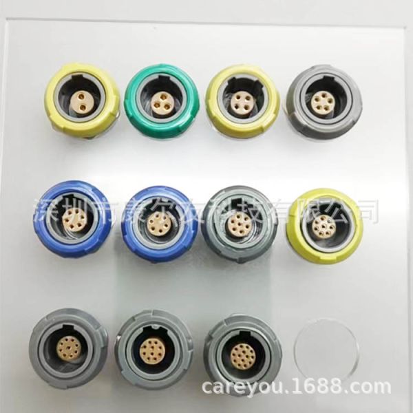 Shenzhen Aviation Plug Plastic 1P5 Core Screw Type Medical Gray/Teal Plug Socket Moisture-Proof 5 Pin Push-Pull Self-Locking