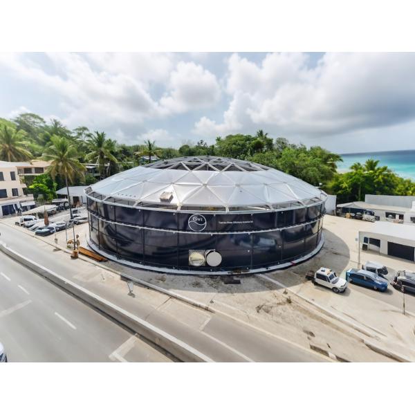 Toit de dôme géodésique en aluminium à structure sphérique légère pour réservoir de pétrole