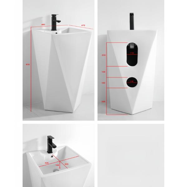 Diamond Shape Full Pedestal Bathroom Wash Hand Basin Large Pedestal Height Wash Basin