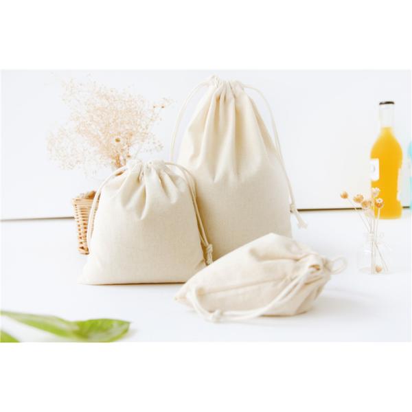 OEM/ODM Accepted Custom Logo Printed Cotton Linen Drawstring Bag for Eco Friendly Gift