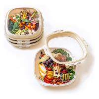 Plate alimentaire carrée en silicone, sans BPA, réutilisable, empilable pour la conservation des légumes en cuisine