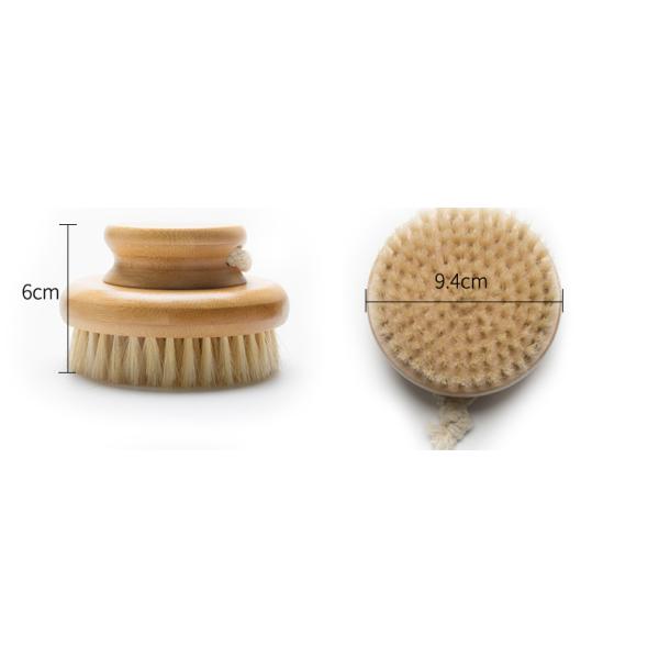 Natural Bamboo Body Dry Exfoliating Brush White Horse Boar Bristle Shower Brush