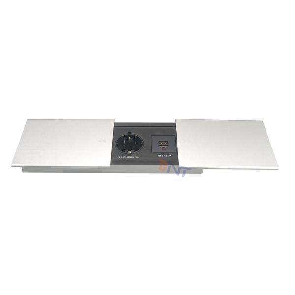 2021 new integrative double slip lid desktop embedded socket with usb