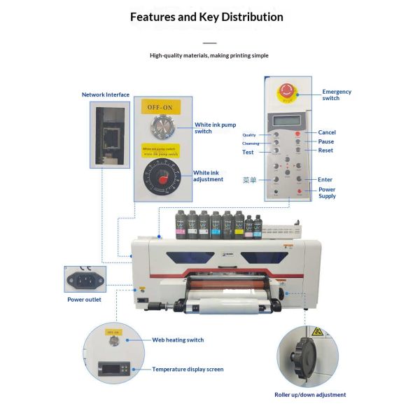 Full Automatic Uv Dtf Printer Machine 42CM Multifunctional Laminating A2 Uv Dtf Printer with XP600 Head