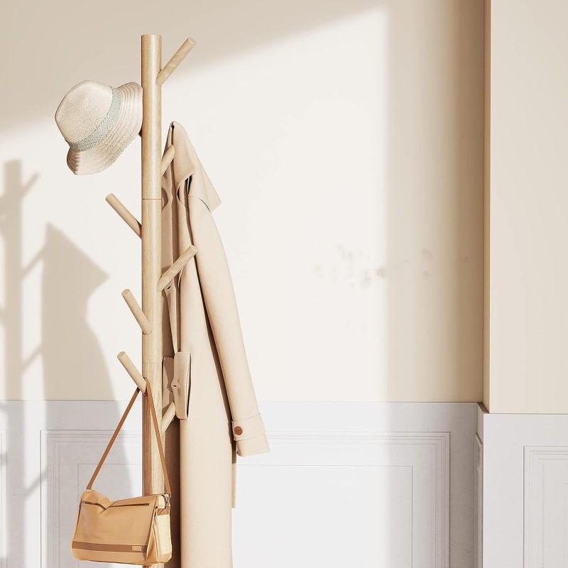 Household Simple Coat and Hat Rack Living Room Bedroom Floor Shelf Solid Wood Multi-functional Coat and Hat Rack