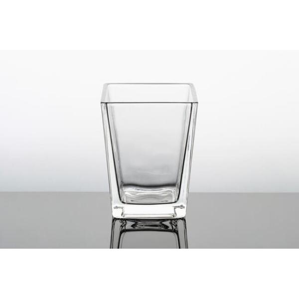 Clear Home Decoration Glass Machine Made Square Tapered Glass Vases 4.65 Inch Tall