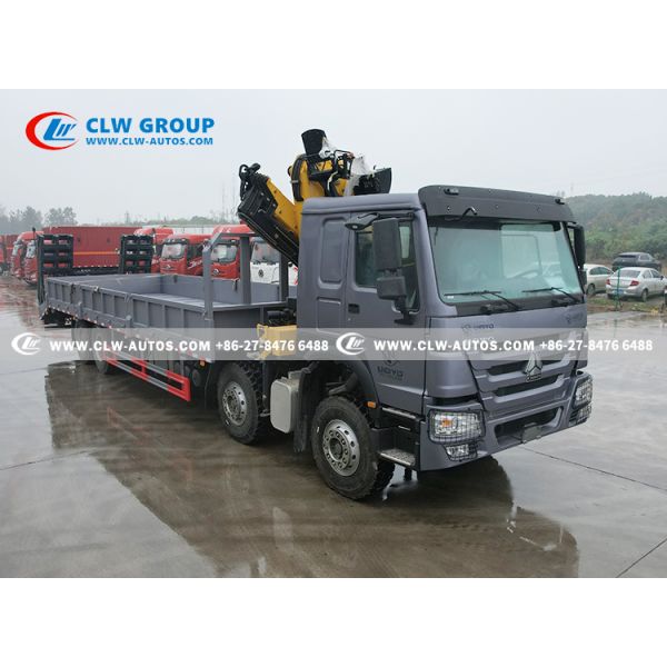 HOWO 8x4 Service Truck with 10-Ton XCMG Knuckle Boom Crane and Hydraulic Access Ladder for Heavy Lifting