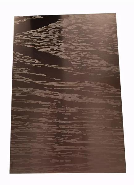 Etched Pattern Antique Stainless Steel Plate Fireproof Bronze Color