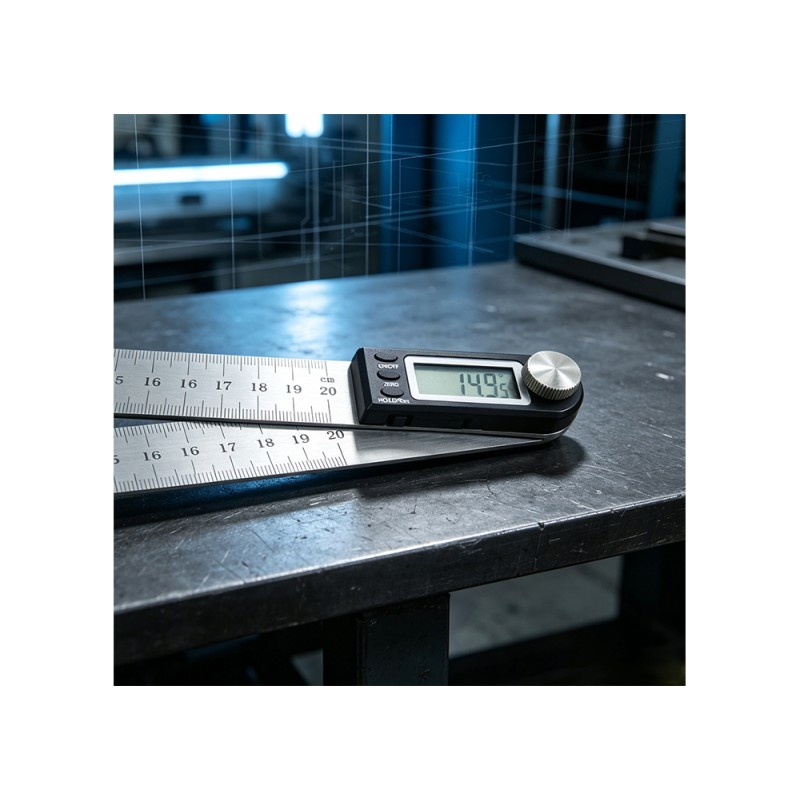 300mm Digital Angle Gauge 0-360° Measuring Range with Stainless Steel Dual Scale Ruler for Engineering Mechanical Measurement