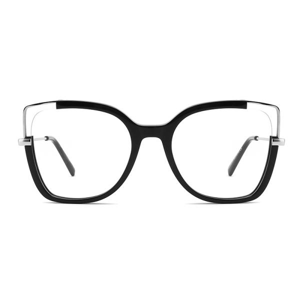 Unique Cat Eye Metal And Acetate Glasses Flexible With Clear Lenses
