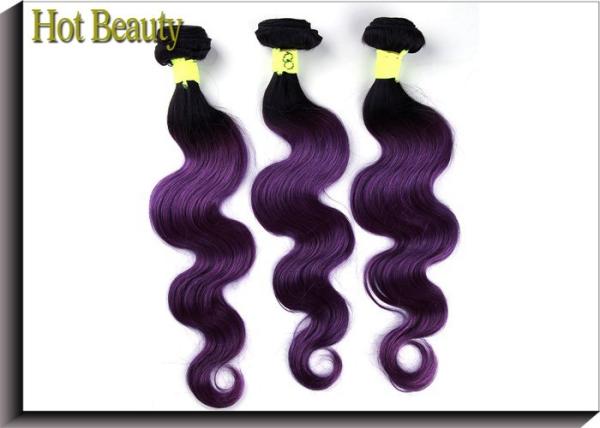 Double Machine Weft Purple Colored Human Hair Extensions No Any Split For Every Beauty