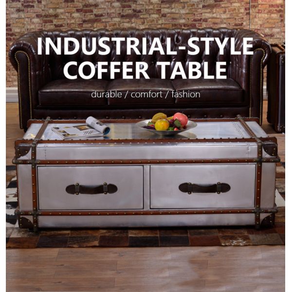 Nidea #8616 Vintage Industrial Retro for Trunk Aluminum Handmade Durable Lounge Coffee Table Living Room Home Furniture