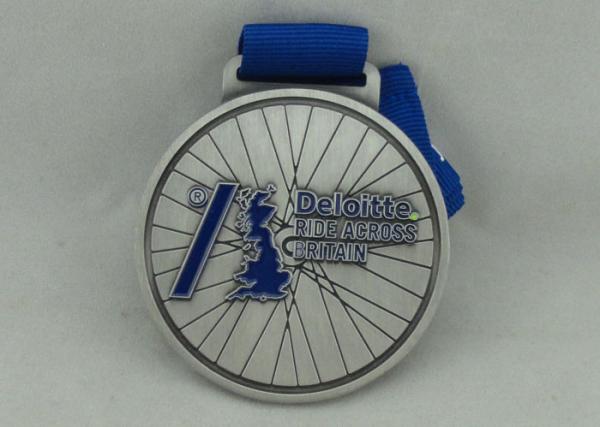 Deloitte Blue Ribbon Zinc Alloy Medal 2.5 inch With Zinc Alloy Soft Enamel