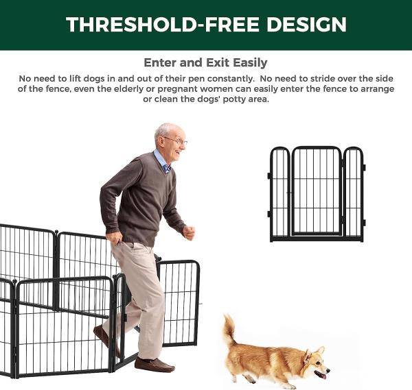 Outdoor Dog Kennels for Large Dogs with Roof, Heavy Duty Metal Dog Enclosures for Outside, Large House Cage Dog Pen