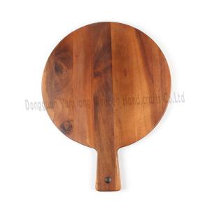 Large Round Acacia Wood Cutting Board with Handle Perfect for Kitchen Charcuteri
