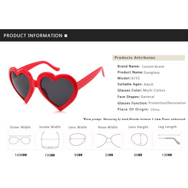 Women UV400 BSCI Love Heart Shaped Sunglasses Cat Eye Mod Vintage Style