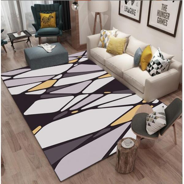 Simple North European Geometric Polyester Fiber Floor Carpets For Living Room