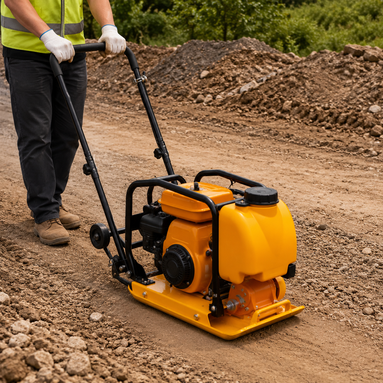 HZR90 80kg Gasoline Vibratory Plate Compactor Small Soil Compaction Machine for Landscaping Road Repair and Construction