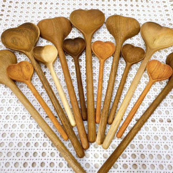 Eco-Friendly Disposable Coffee Stirrer Wooden Spoon Love Shape Japanese Kitchen Utensil