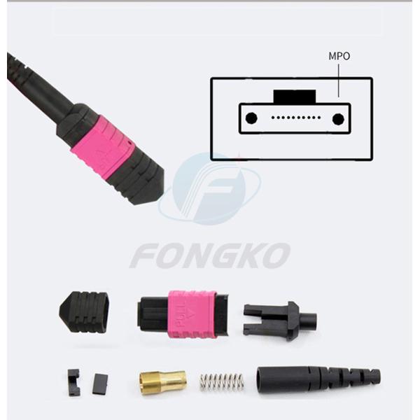 1 Meter 12 Cores OM4 MPO Fiber Optic Patch Cord And Pigtail Jumper For Data Center